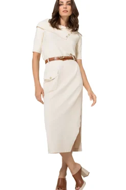 New 1713-34 / Comfortabele Rechte Midi Rok, Jeanslook Vrouwen Rokken