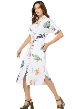 Sale 3181-69 / Comfortabele Rechtvallende Midi Jurk In Katoen Vrouwen Jurken