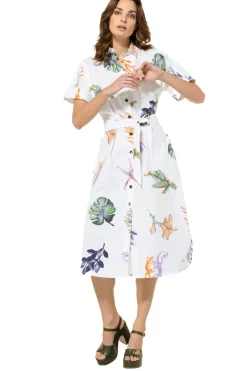Sale 3181-69 / Comfortabele Rechtvallende Midi Jurk In Katoen Vrouwen Jurken