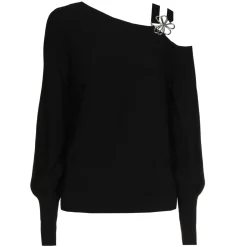 1257-10 / Elegante Fijn Gebreide Pull Met Schoudereffect Vrouwen Pulls