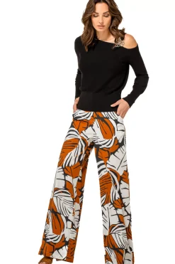 1257-10 / Elegante Fijn Gebreide Pull Met Schoudereffect Vrouwen Pulls