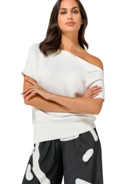 1246-91 / Fijn Gebreide Top Met Schoudereffect Vrouwen Pulls