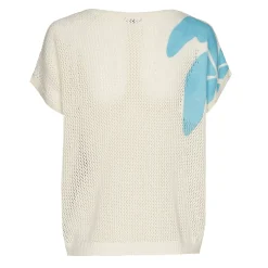 3202-89 / Half Doorzichtige Gebreide Zomerse Pull Vrouwen Pulls