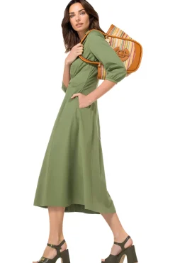 Outlet 1167-60 / Licht Aansluitende Midi Jurk Met Stretch Vrouwen Jurken