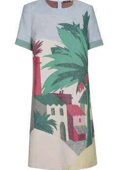 Sale 1152-69 / Rechtvallende Jurk In Katoen Met Allover Print Vrouwen Jurken