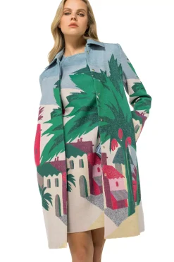 Sale 1152-69 / Rechtvallende Jurk In Katoen Met Allover Print Vrouwen Jurken