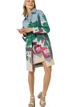 Sale 1152-69 / Rechtvallende Jurk In Katoen Met Allover Print Vrouwen Jurken