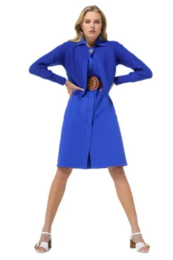 Clearance 1113-27 / Rechtvallende Jurk Met Stretch Vrouwen Jurken