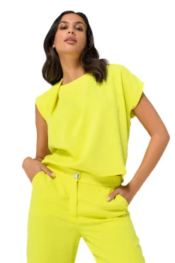1621-80 / Soepelvallende Asymmetrische Korte Top Vrouwen Tops