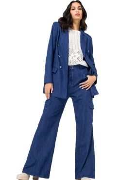 Best 1512-24 / Soepelvallende Cargojeans, Wijd Been, Normal Waist Vrouwen Broeken