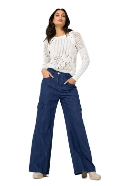 Best 1512-24 / Soepelvallende Cargojeans, Wijd Been, Normal Waist Vrouwen Broeken