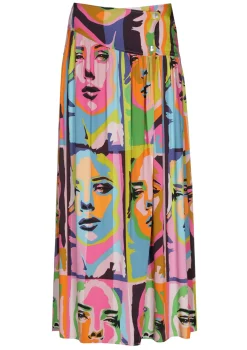 Clearance 1702-79 / Soepelvallende Midirok Pop-Art Vrouwen Rokken