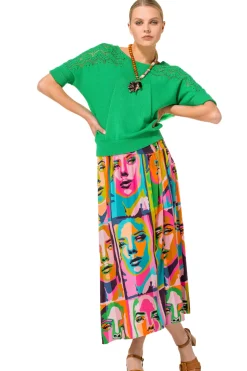 Clearance 1702-79 / Soepelvallende Midirok Pop-Art Vrouwen Rokken