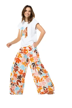 3569-89 / Soepelvallende Palazzo Broek, Normal Waist Vrouwen Broeken
