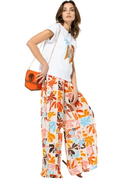 3569-89 / Soepelvallende Palazzo Broek, Normal Waist Vrouwen Broeken