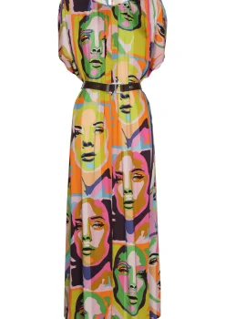 New 1142-79 / Soepelvallende Pop-Art Midi Jurk Vrouwen Jurken